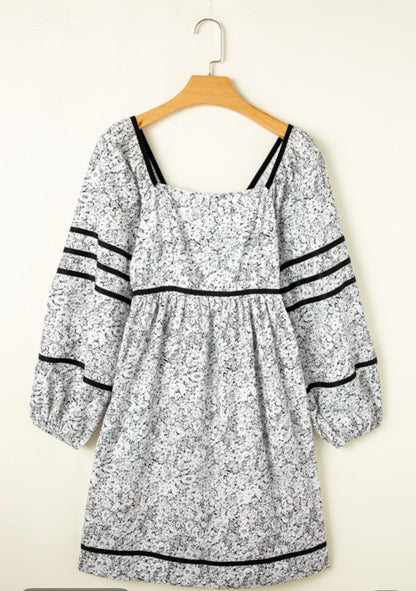 Black and White Tiny Flower Printed Dress