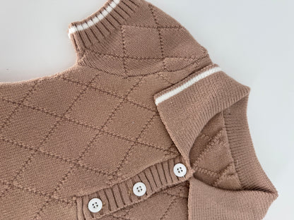 Sweater Romper with Buttons and Collar