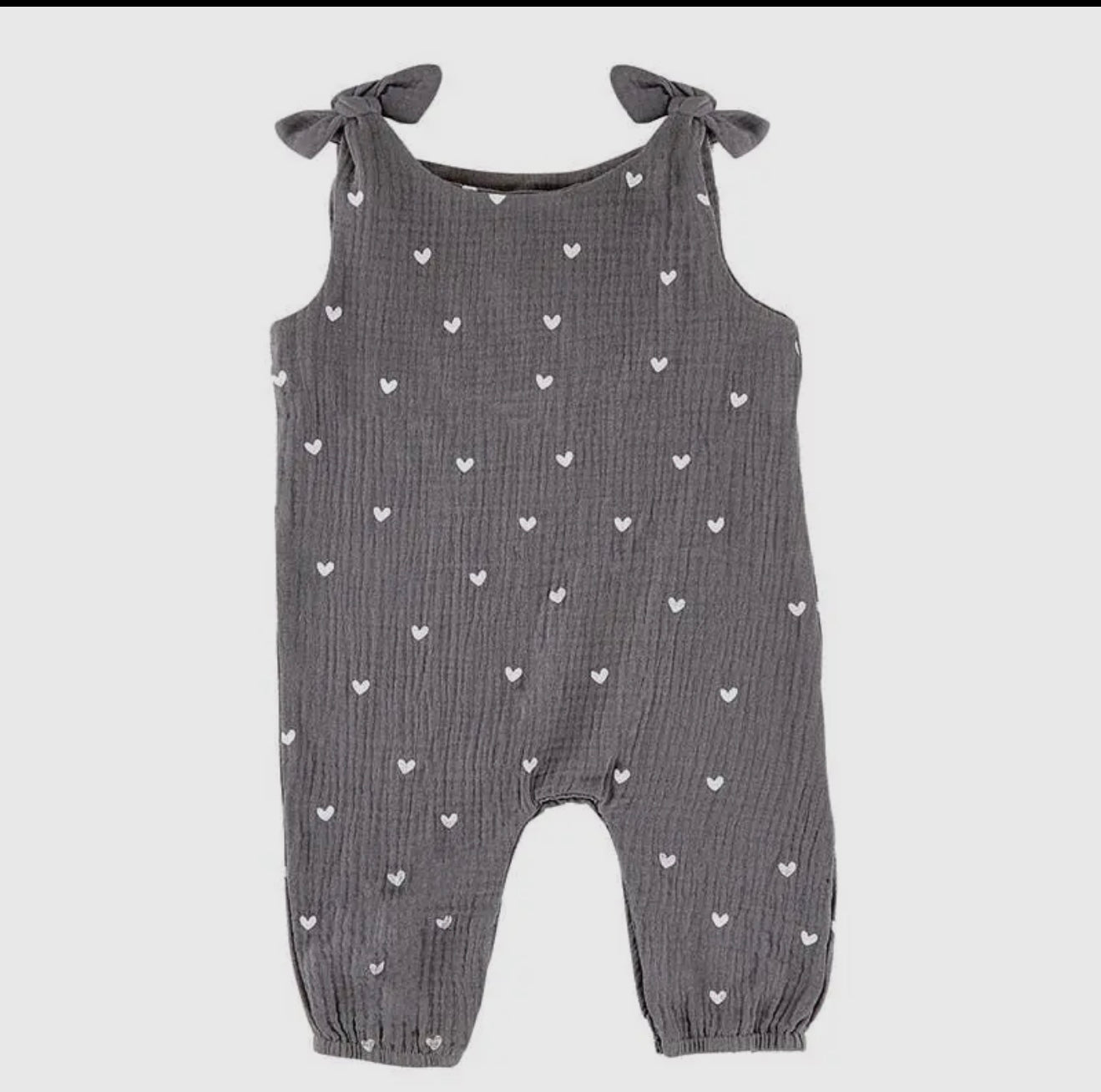 Baby Gray Heart Print Overall Romper