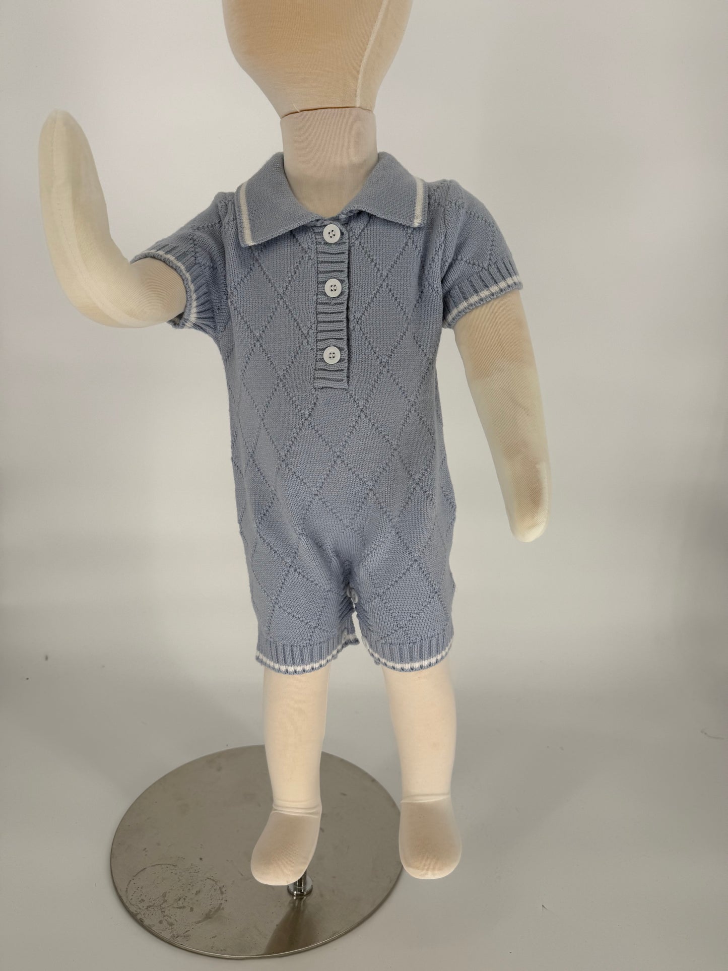 Sweater Romper with Buttons and Collar