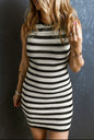 Black and White Crochet Sleeveless  Dress