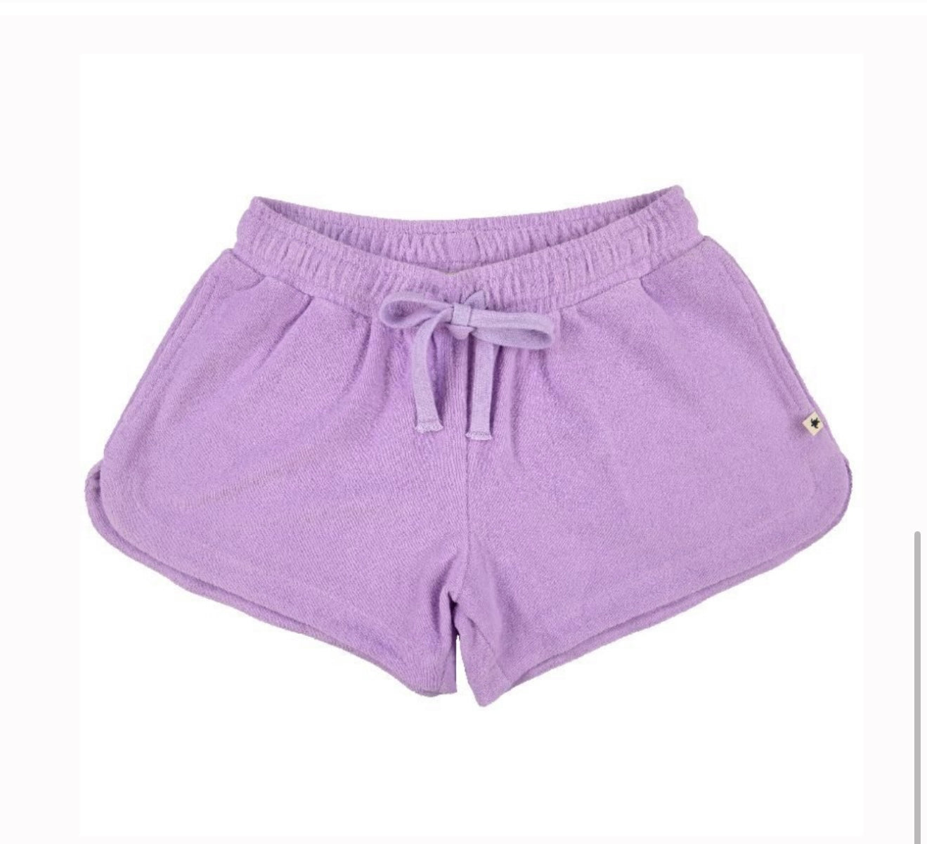 SS Purple Terry Cloth Shorts with Pockets and Drawstring Waist