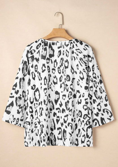 White Animal Print Blouse
