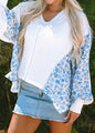 A45 Blue Floral Print Dolman Sleeve Top with White Boddice - Ivy's Gifts & Boutique