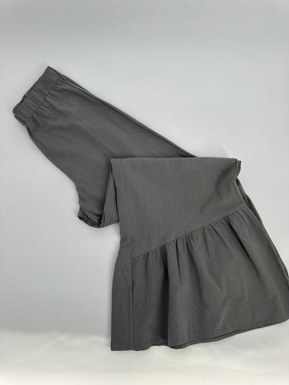 Gray Bell Bottom Tiered Pants
