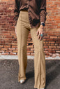 MLDP Khaki Color High Waist Pants with Sewn Crease for Added Style