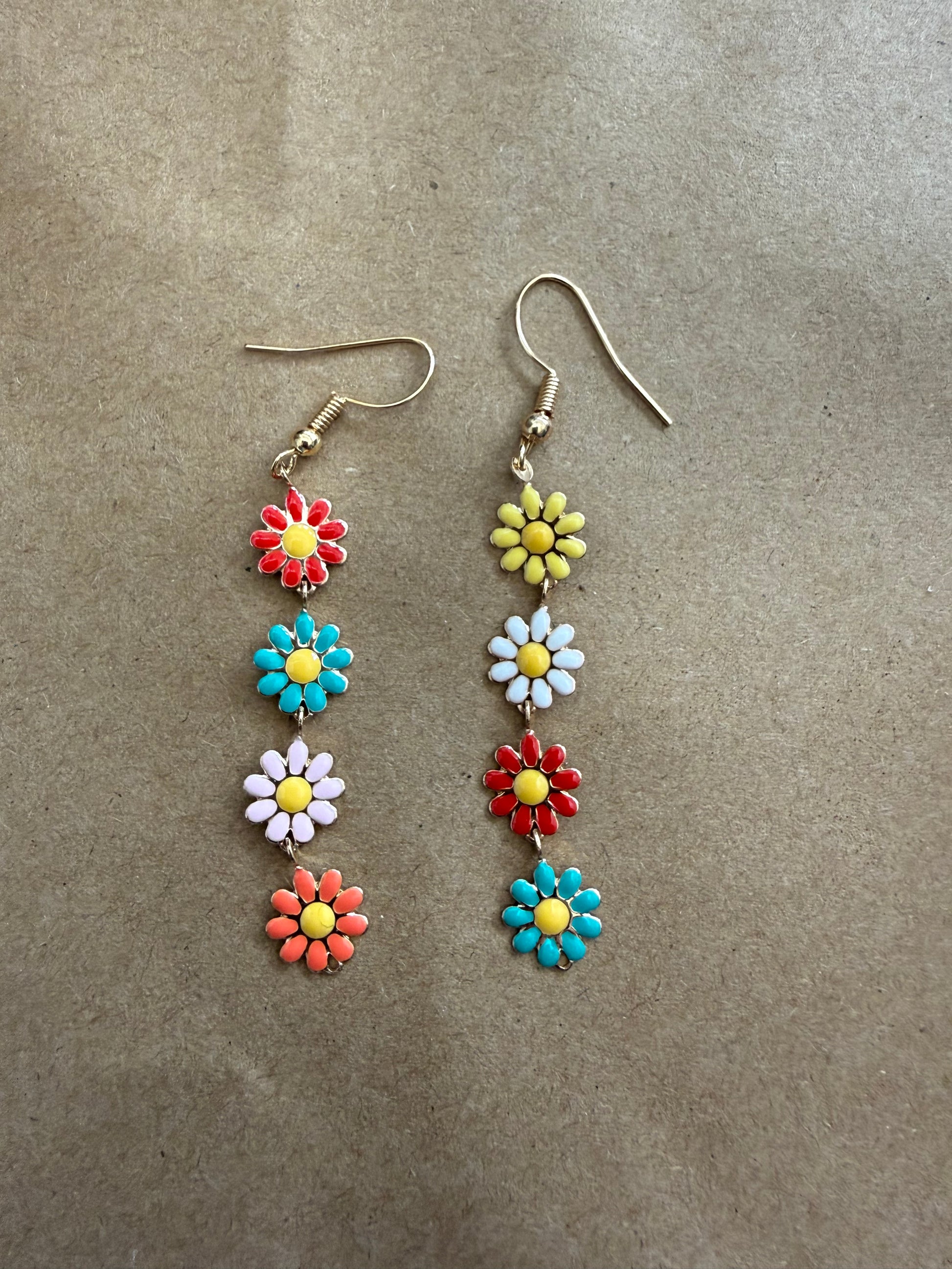 Daisy flower earrings from Ivy's Gifts & Boutique featuring delicate gold-tone flower designs with white petals.