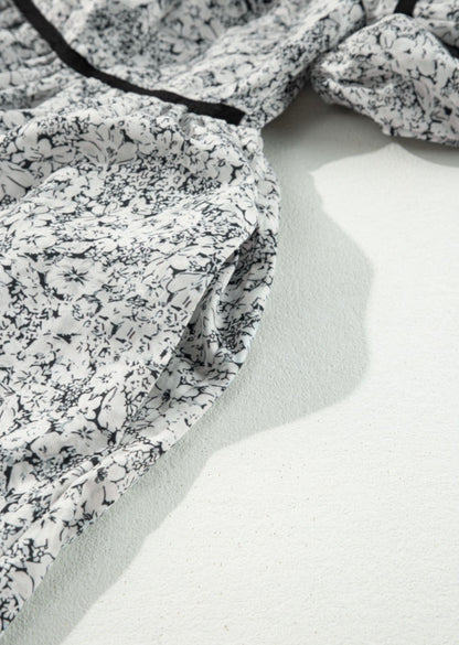 Black and White Tiny Flower Printed Dress