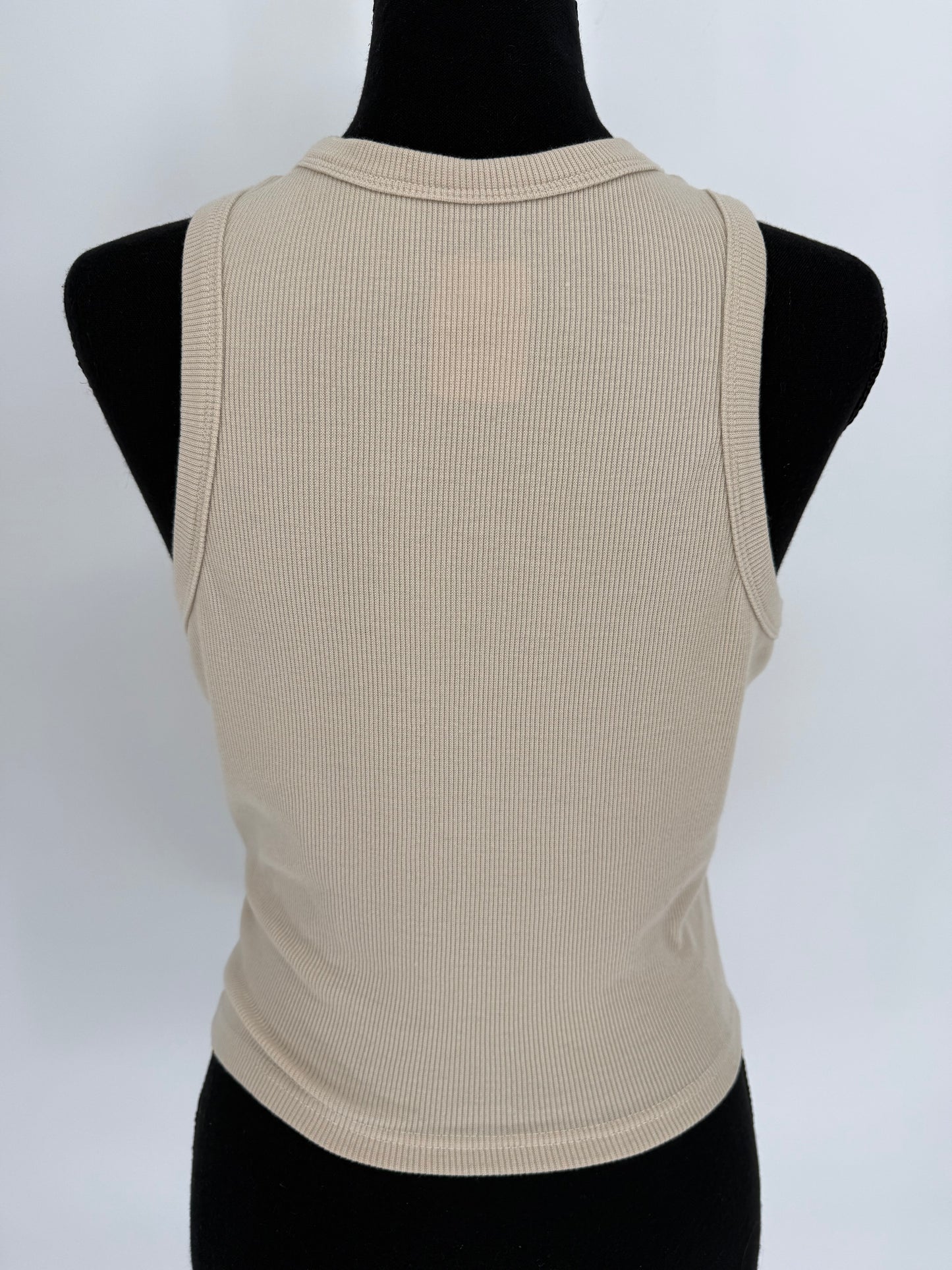 Beige Tan Ribbed Crop Tank