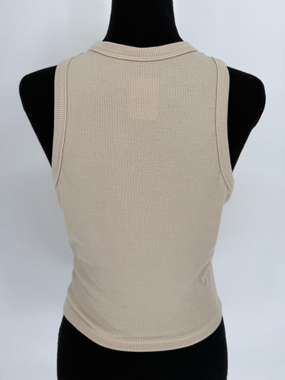 Beige Tan Ribbed Crop Tank