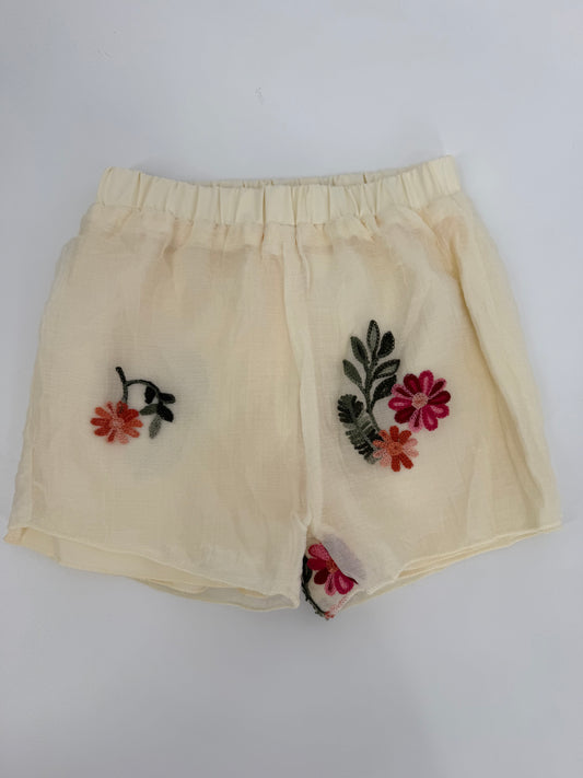 Ivy's Gifts & Boutique CH7 embroidered floral short set with gauze overlay, embellished collar, and matching two-piece summer outfit.