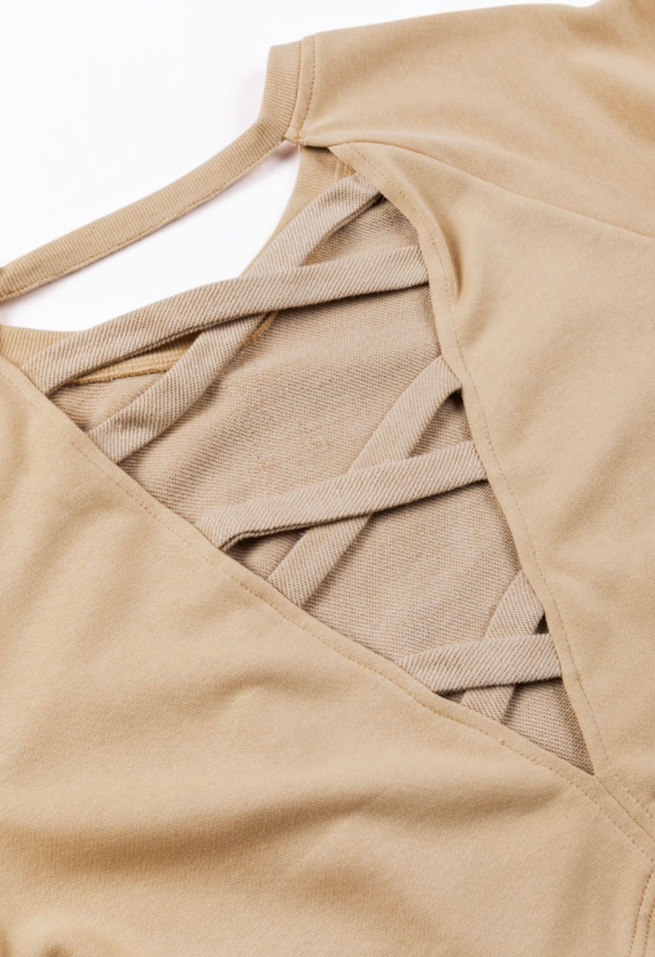 Beige sweatshirt w/v cut out back