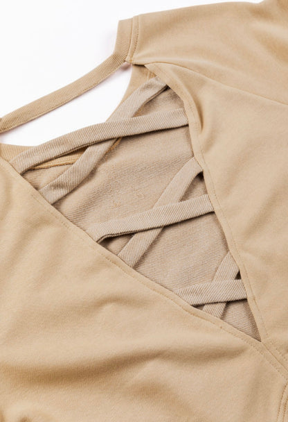 Beige sweatshirt w/v cut out back