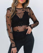 Sheer Top with Bow Details in Black
