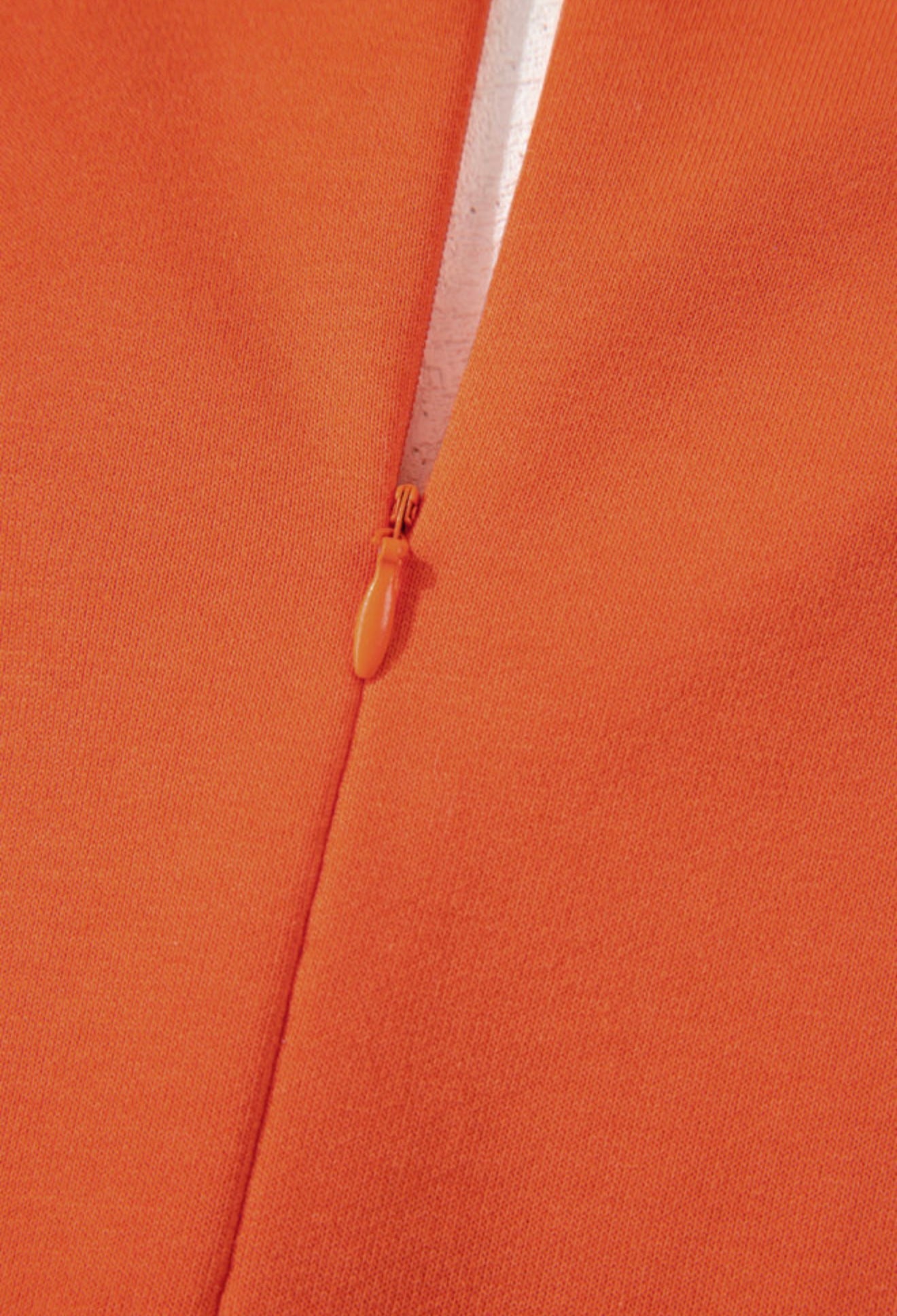 Orange Romper with Peach French Terry Trim and Oversized Pockets