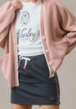 MLMC Super Soft Mauve Button Up Cardigan with Pinstripe Detail