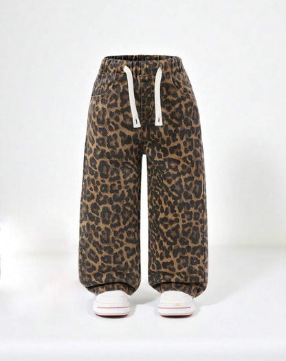 Ivy's Gifts & Boutique AP1 animal print jeans with elastic drawstring waist, front and back pockets, casual and stylish fit