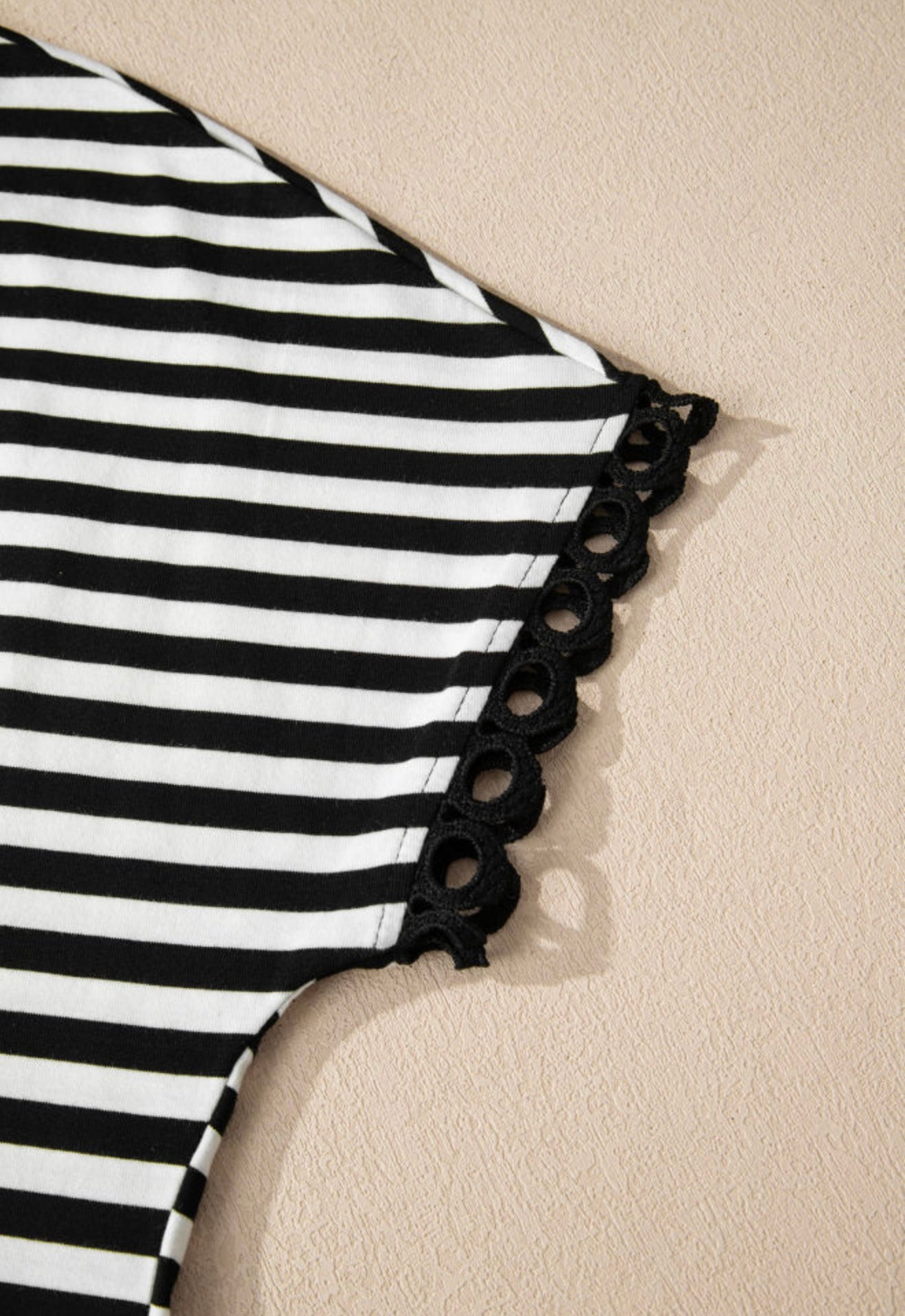 A12 Black and White V-Neck Top with Scallop Trim - Ivy's Gifts & Boutique