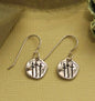 3CERS Hammered Look Silver Disc Earrings with Triple Cross Design