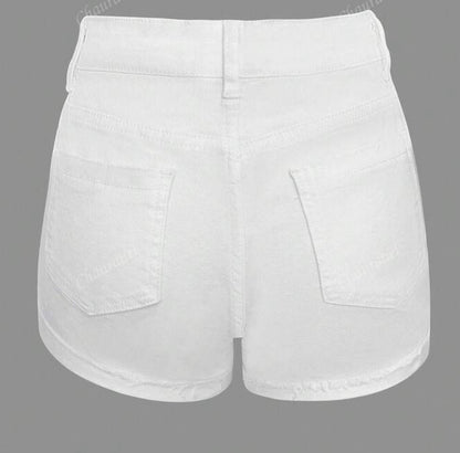 White Denim Slightly Distressed Shorts
