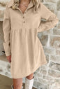 Tan Fine Weave Corduroy Dress
