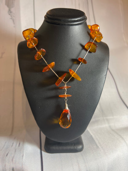 Burnt Orange Stone Necklace