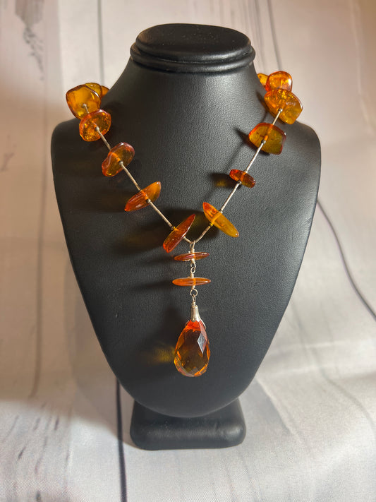 Burnt Orange Stone Necklace