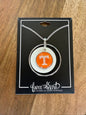 Tennessee Necklace with White Leather Disc and power T