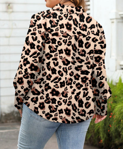 A64 Animal Print Blouse with Ivory Fabric Covered Buttons - Ivy's Gifts & Boutique