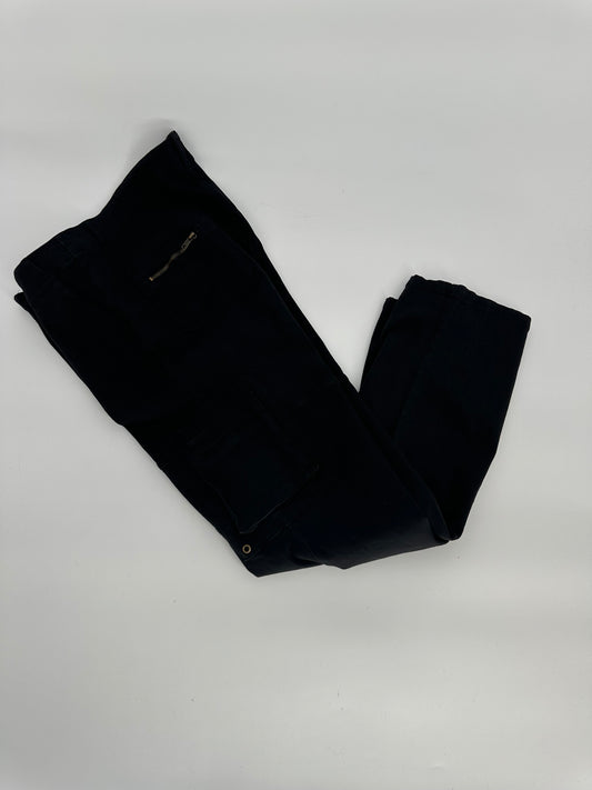 Black Cargo Pants with Zippered Back Pockets plus size