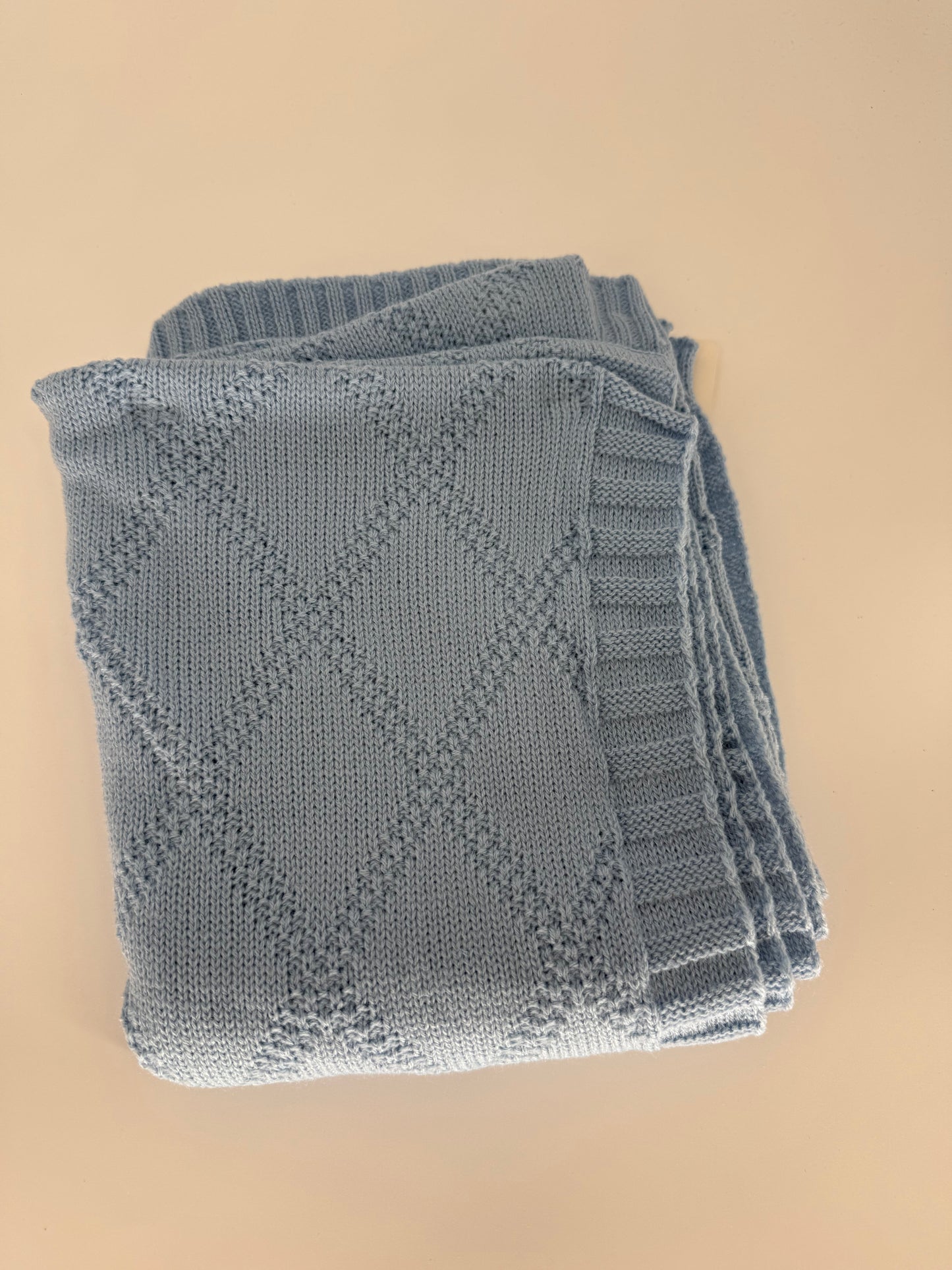 Woven “sweater” Baby Blanket in Blue or Mauve
