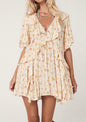 Boho Style Petite Floral Print Dress with Ruffles