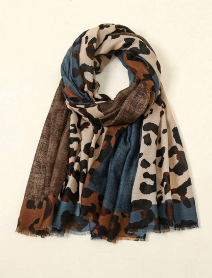 Color Block Animal Print Scarf