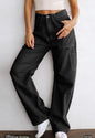 Black Cargo Pants with White Contrast Stiching