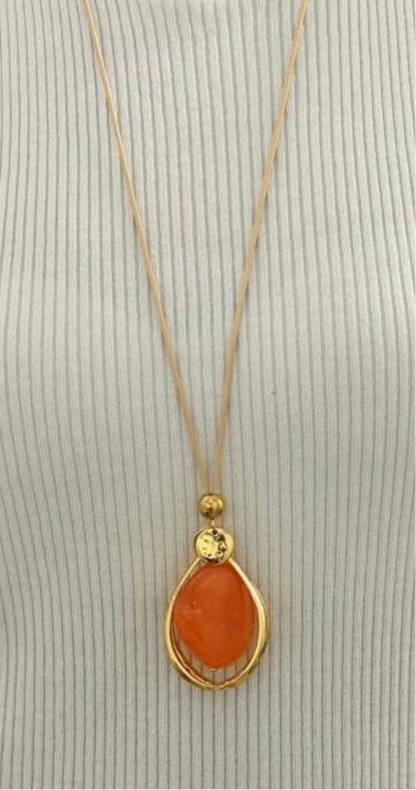 30 in. length Tennessee Orange Accent Pendant Necklace