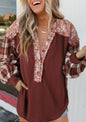 Burgundy Plaid and Floral Top