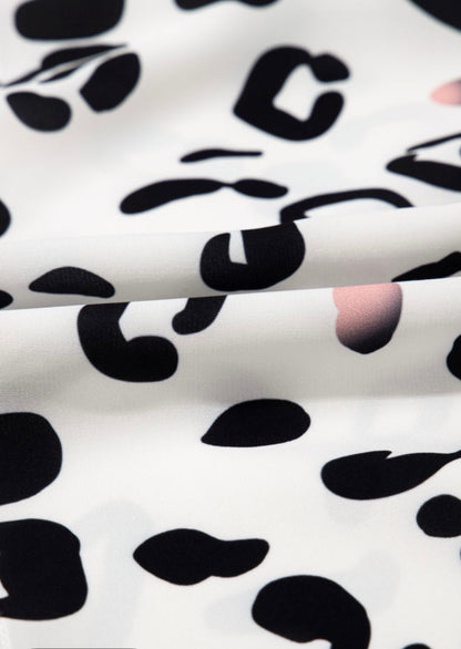 White Animal Print Fully Lined Maxi Dress