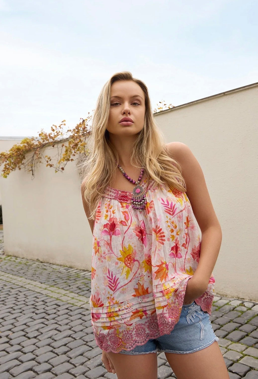 MY30 Caroline’s Carefree Top in Pink with Gorgeous Hem Details and Super Lightweight Flowy Fabric