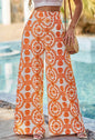 Orange and White Wide Leg Pants