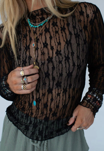 Black Lace Accent Top