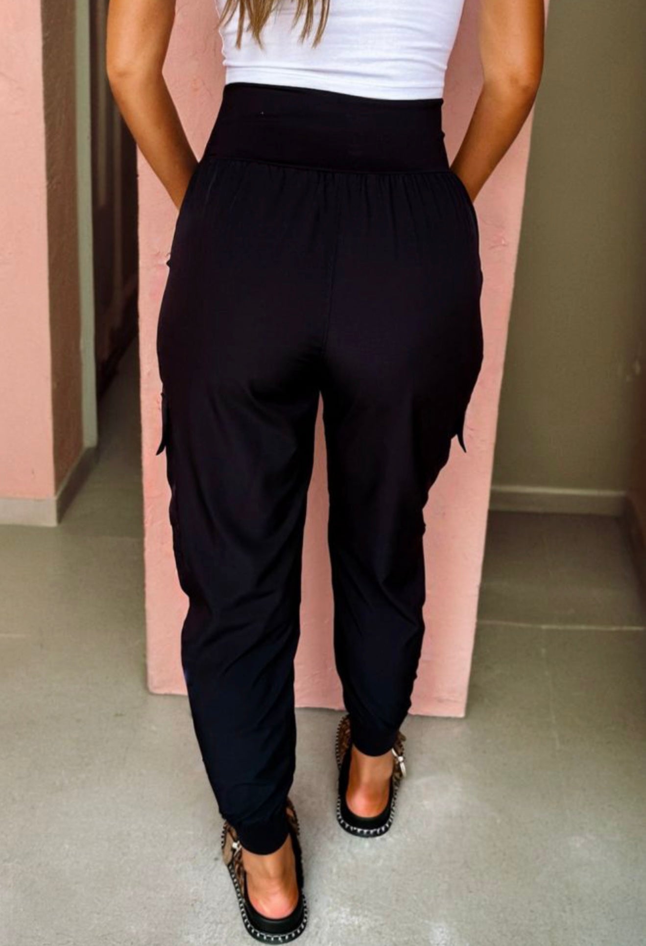 Black Cargo Jogger Style Pants