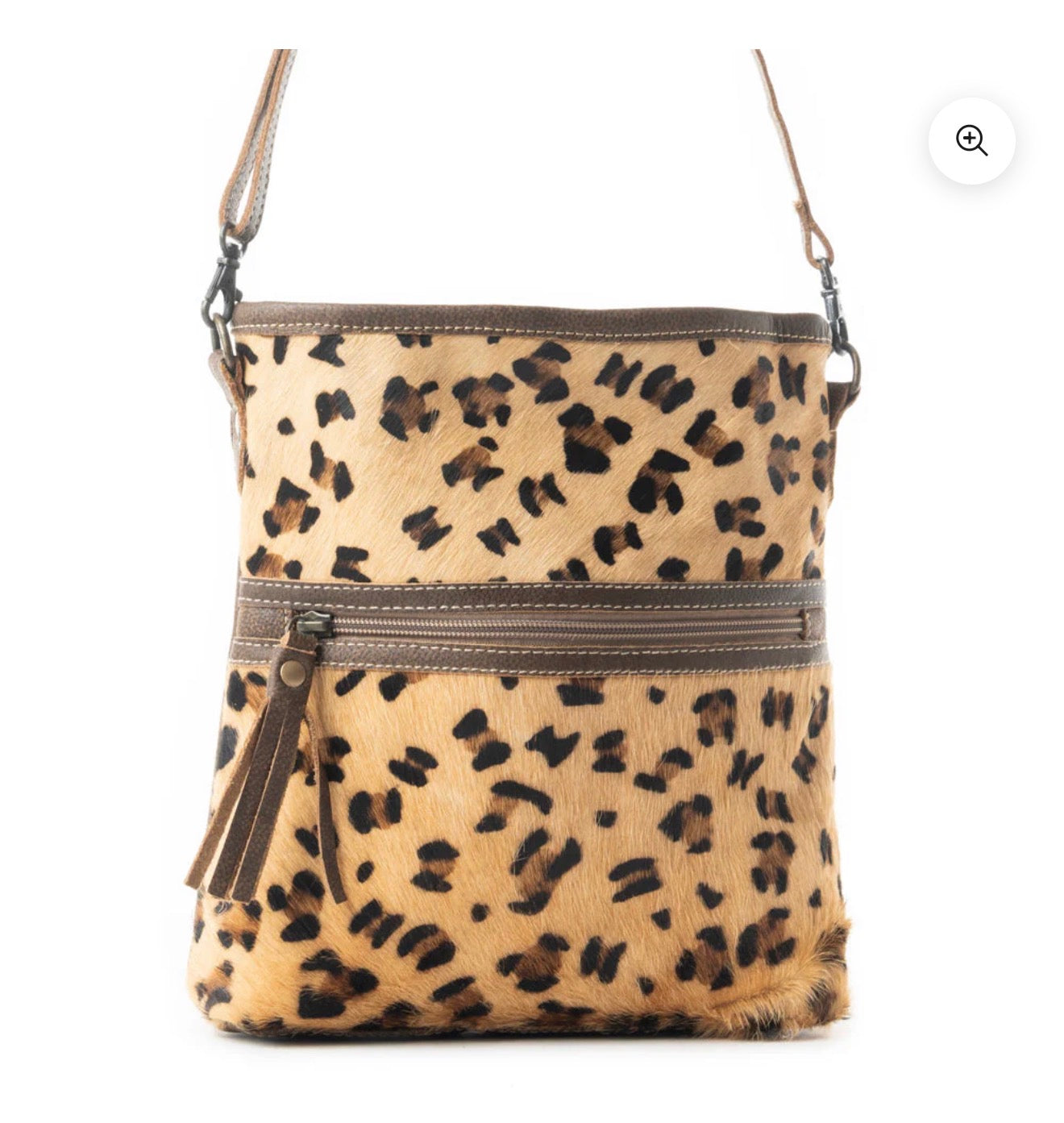 MY15 MYRA BRAND Feisty Leather and Hairon Bag with 2 Outer Zip Closure Pockets and Adjustable Shoulder/Crossbody Strap