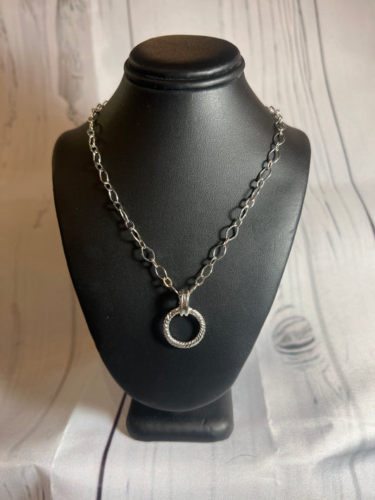 Long silver link necklace with Pendant or Reading Glasses Hoop |Seasons Jewelry