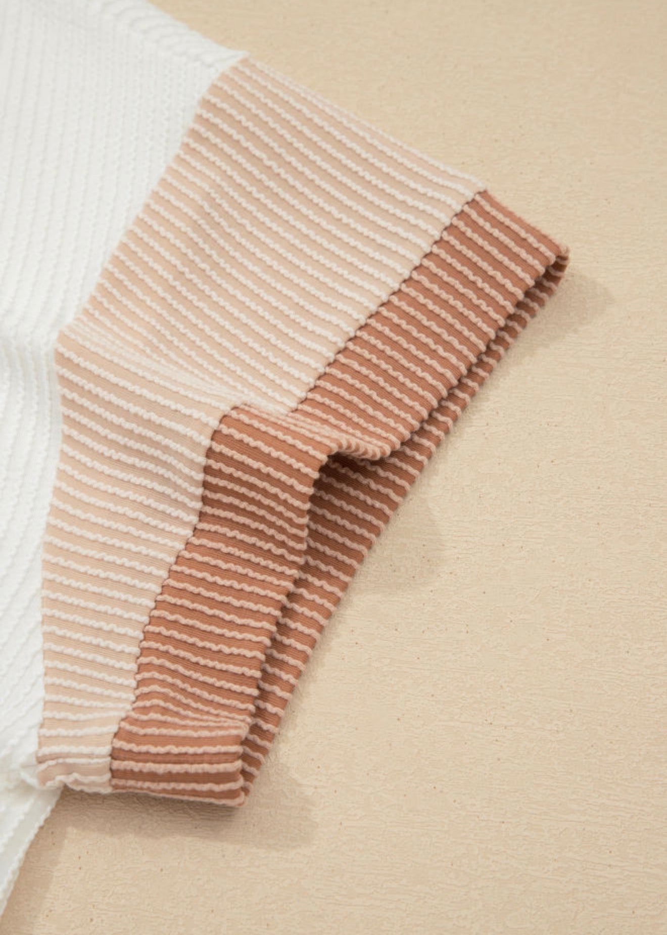 PP15 Bow Knot Detailed Ribbed Top with Short Sleeves in Natural Monotone Colors