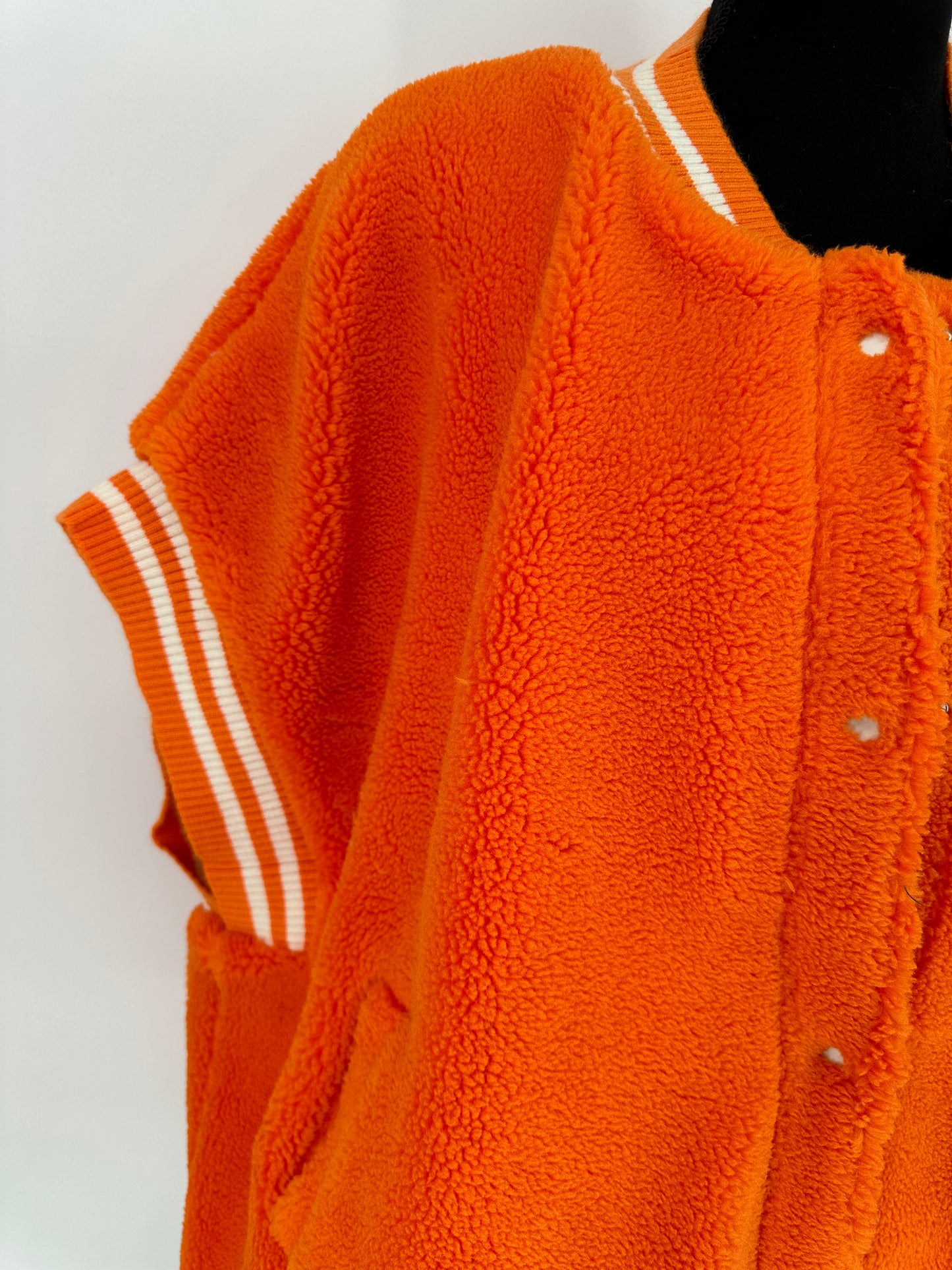 Orange and White Fleece Oversized Vest