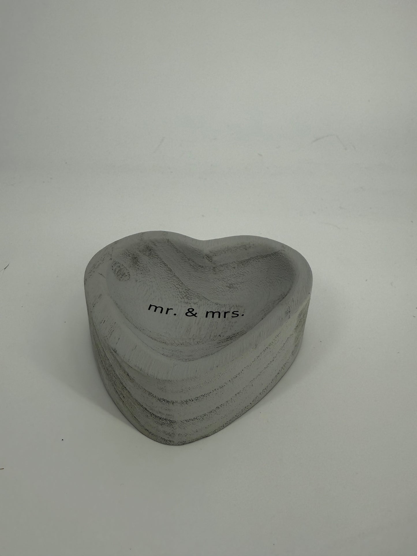 Gray Wooden Mr. And Mrs. Trinket Dish