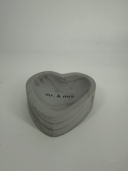 Gray Wooden Mr. And Mrs. Trinket Dish