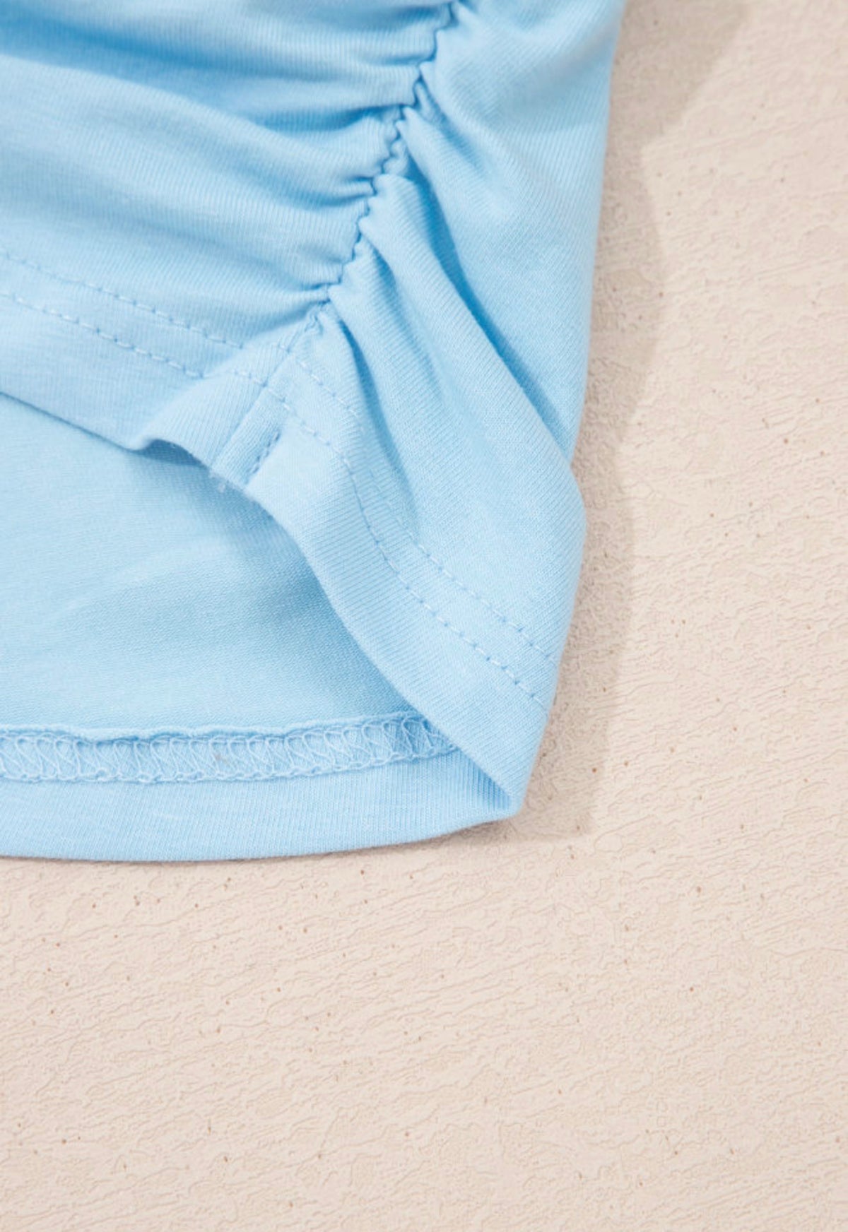 MLBBJ Baby Blue Athletic Leisure Style 2 Piece Jogger Set with Pockets and Rouched Side Form Fitting Short Sleeve Top