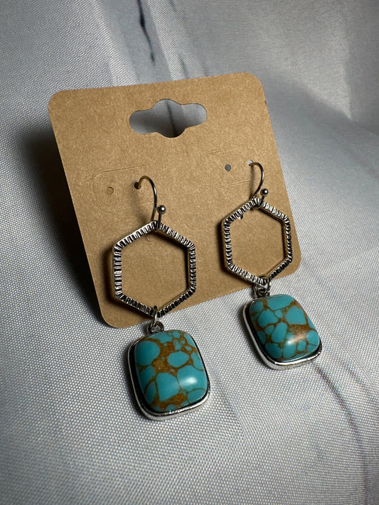 Faux Turquoise Square Earring