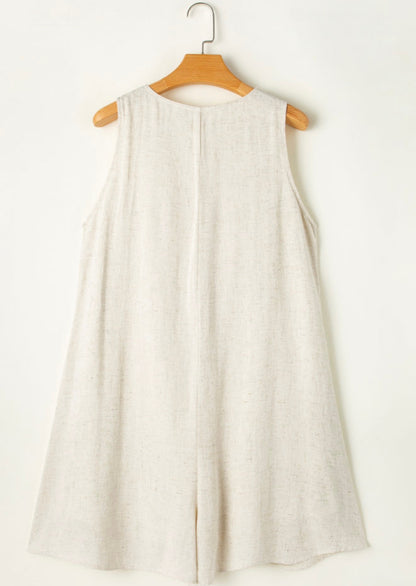 Beige Tan Front Button Romper